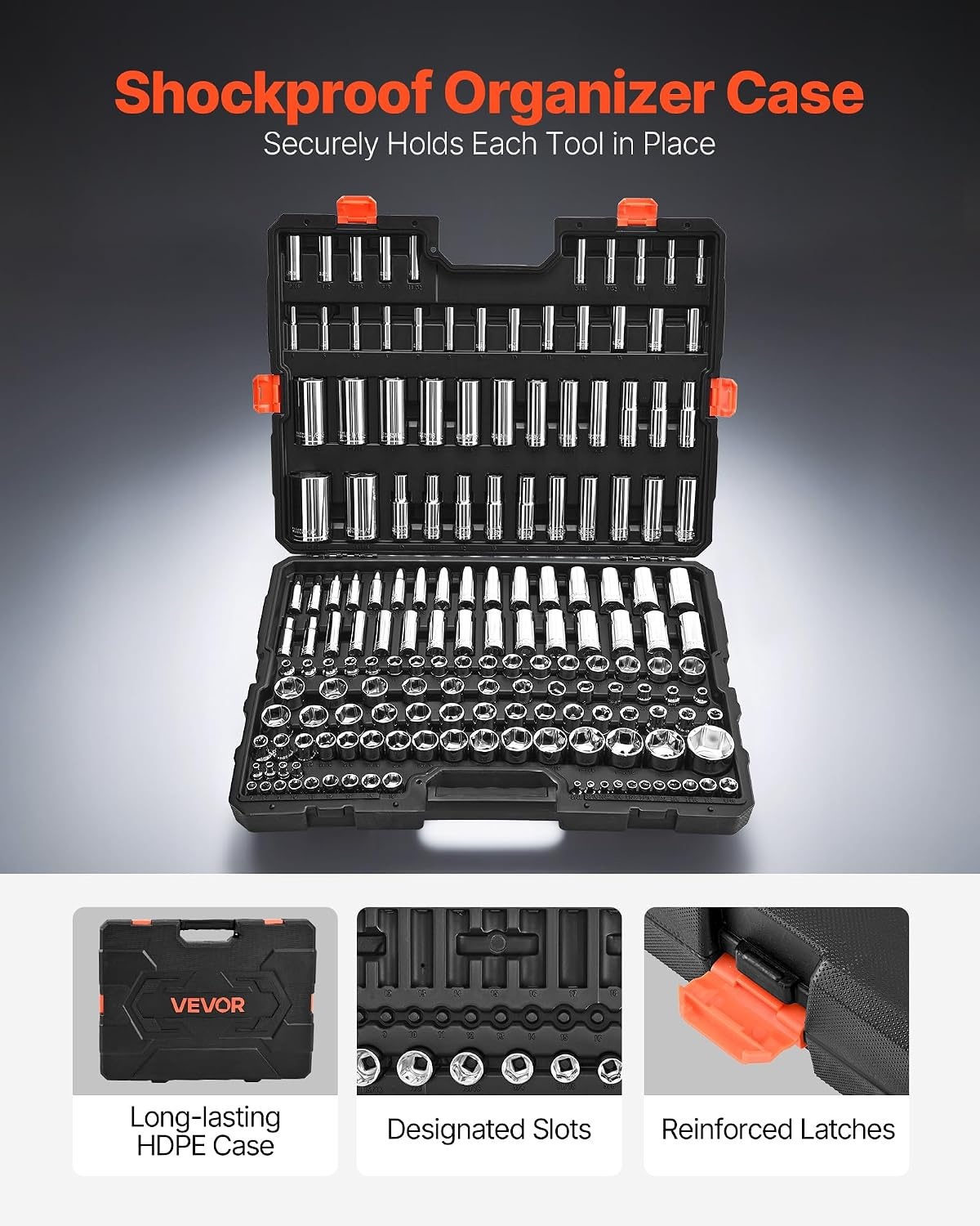 image:imageVEVOR Socket Set 76 Pieces 38 inch Drive Socket and Ratchet Set SAE and Metric Deep and Shallow Mechanic Tool Kit with Accessories and Storage Case CRV Alloy Steel for Automotive Repair143812