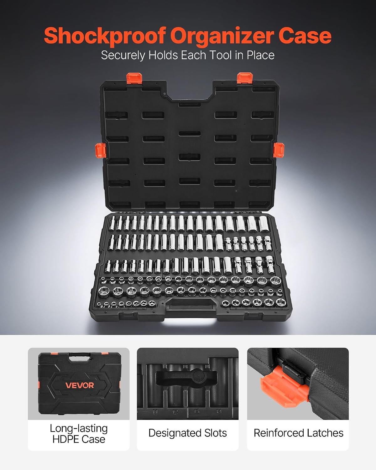 image:imageVEVOR Socket Set 76 Pieces 38 inch Drive Socket and Ratchet Set SAE and Metric Deep and Shallow Mechanic Tool Kit with Accessories and Storage Case CRV Alloy Steel for Automotive Repair38