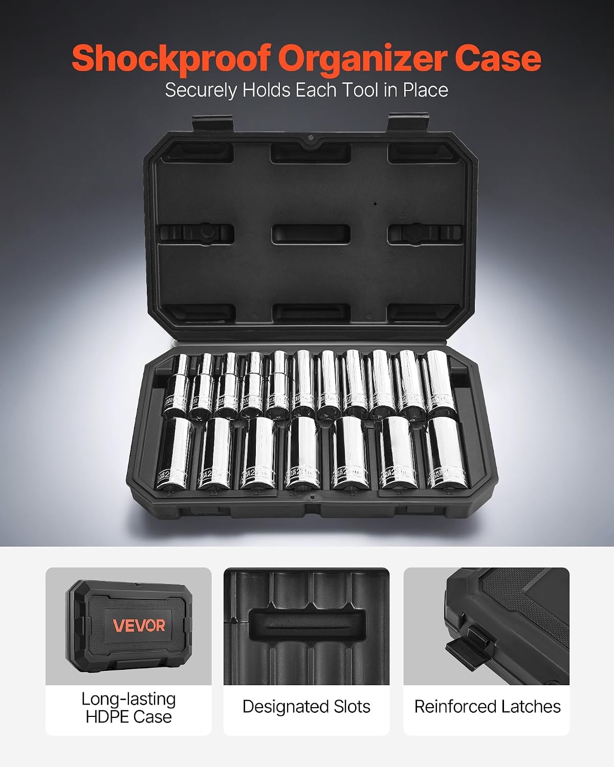 image:imageVEVOR Socket Set 76 Pieces 38 inch Drive Socket and Ratchet Set SAE and Metric Deep and Shallow Mechanic Tool Kit with Accessories and Storage Case CRV Alloy Steel for Automotive Repair12