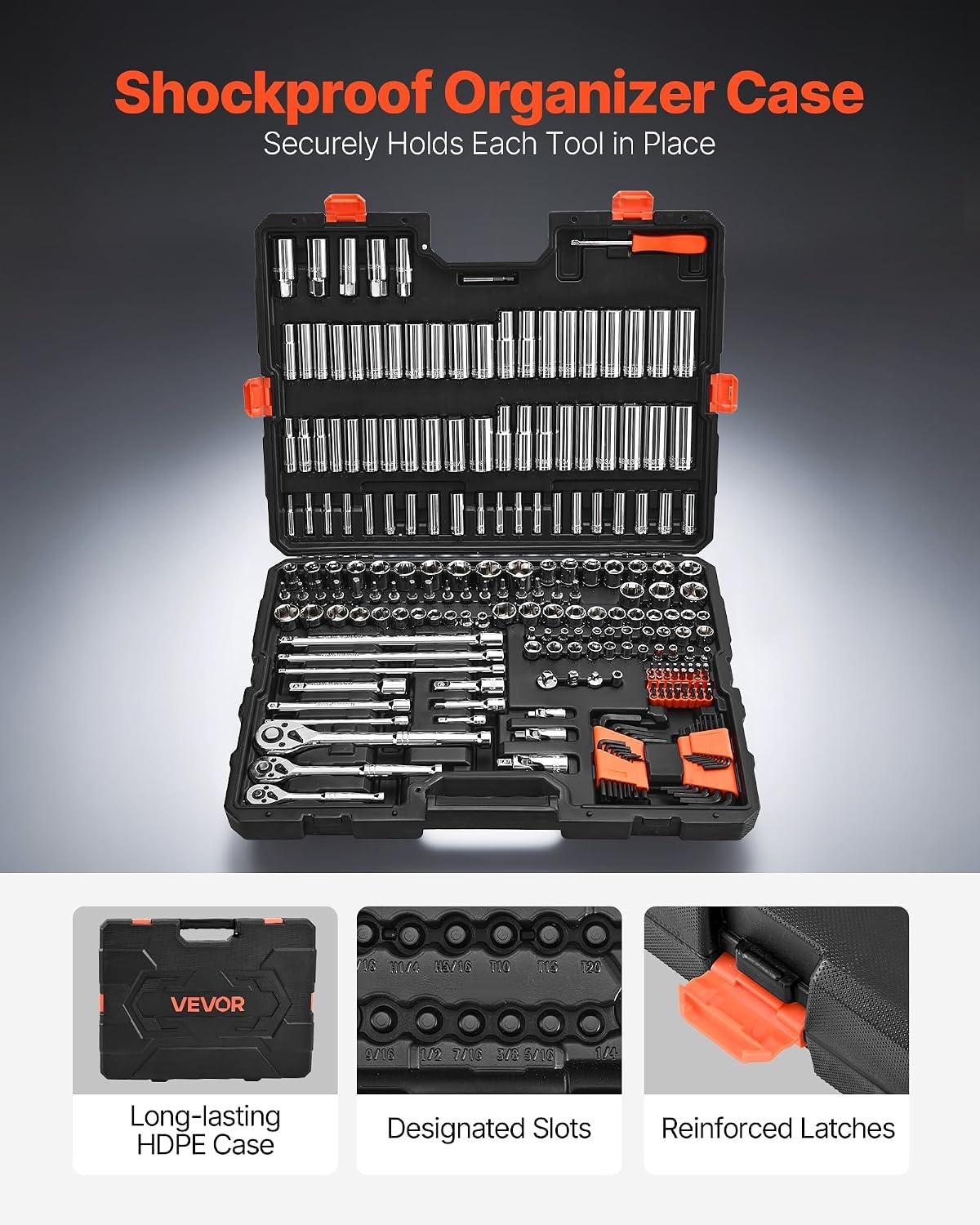 image:imageVEVOR Socket Set 76 Pieces 38 inch Drive Socket and Ratchet Set SAE and Metric Deep and Shallow Mechanic Tool Kit with Accessories and Storage Case CRV Alloy Steel for Automotive Repair143812