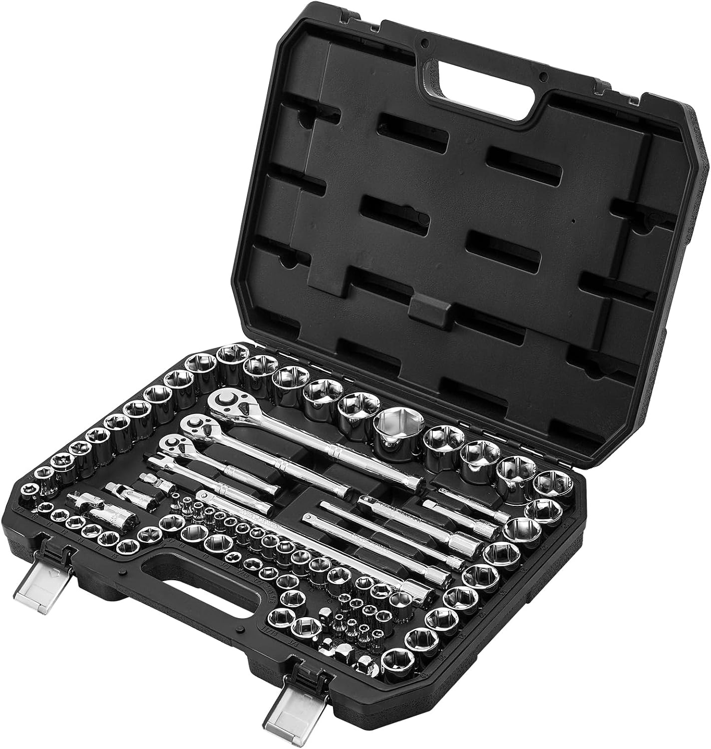 image:imageVEVOR Socket Set 76 Pieces 38 inch Drive Socket and Ratchet Set SAE and Metric Deep and Shallow Mechanic Tool Kit with Accessories and Storage Case CRV Alloy Steel for Automotive Repair143812