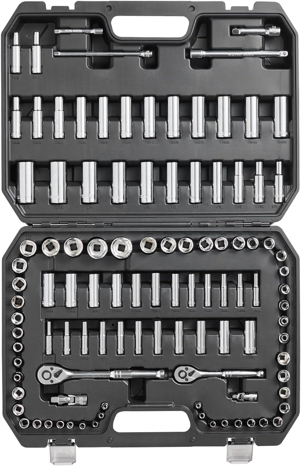 image:imageVEVOR Socket Set 76 Pieces 38 inch Drive Socket and Ratchet Set SAE and Metric Deep and Shallow Mechanic Tool Kit with Accessories and Storage Case CRV Alloy Steel for Automotive Repair1438