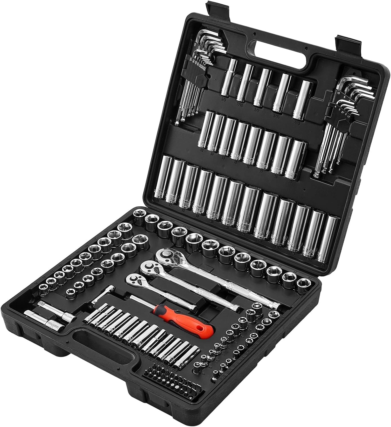 image:imageVEVOR Socket Set 76 Pieces 38 inch Drive Socket and Ratchet Set SAE and Metric Deep and Shallow Mechanic Tool Kit with Accessories and Storage Case CRV Alloy Steel for Automotive Repair143812