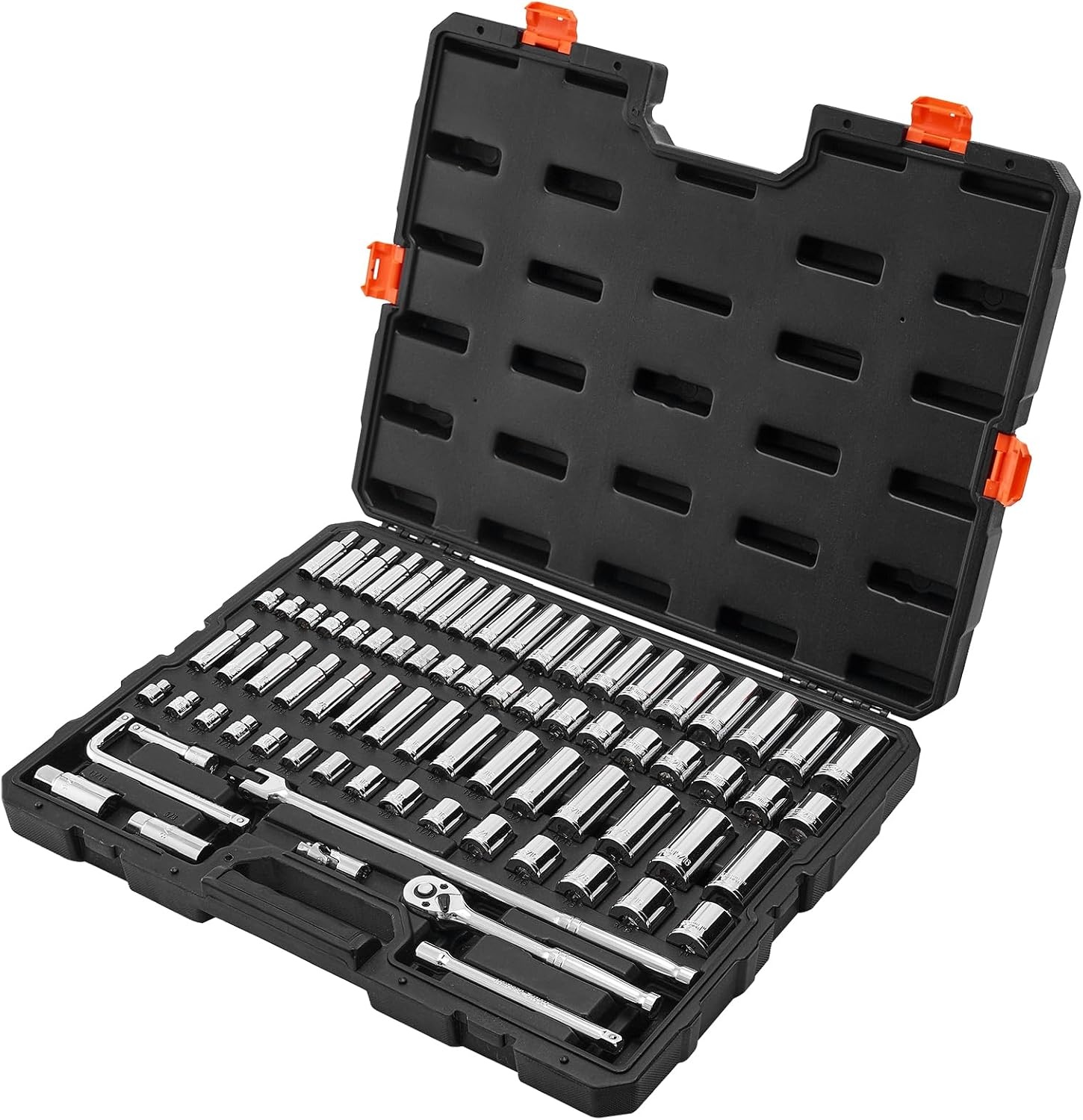 image:imageVEVOR Socket Set 76 Pieces 38 inch Drive Socket and Ratchet Set SAE and Metric Deep and Shallow Mechanic Tool Kit with Accessories and Storage Case CRV Alloy Steel for Automotive Repair38