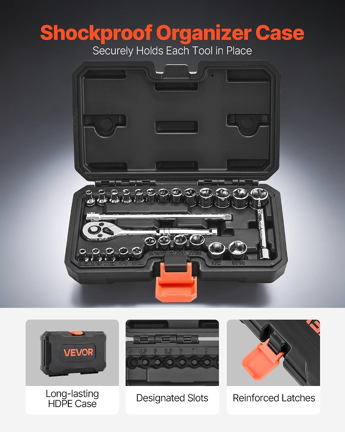 image:imageVEVOR Socket Set 76 Pieces 38 inch Drive Socket and Ratchet Set SAE and Metric Deep and Shallow Mechanic Tool Kit with Accessories and Storage Case CRV Alloy Steel for Automotive Repair14