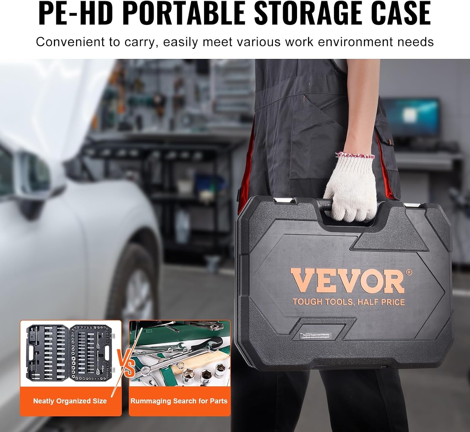 image:imageVEVOR Socket Set 76 Pieces 38 inch Drive Socket and Ratchet Set SAE and Metric Deep and Shallow Mechanic Tool Kit with Accessories and Storage Case CRV Alloy Steel for Automotive Repair1438