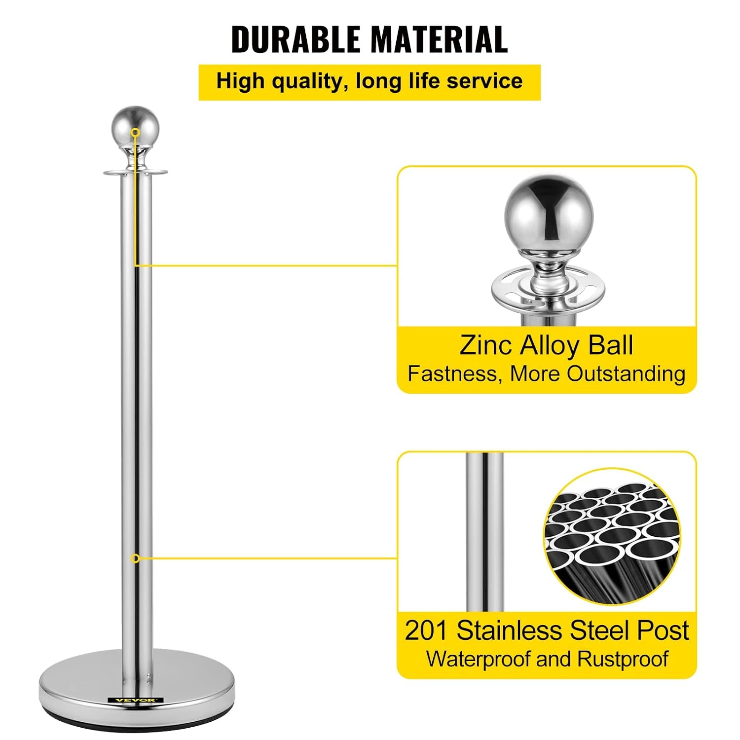 image:imageVEVOR Stanchions and Velvet Ropes 8Pcs Hollow Base with Stainless Steel Post amp 3281ft Carpet 6 Red Velvet Ropes Crowd Control Barriers Gold Stanchions Red Carpet Runner Poles for Party SuppliesSilver