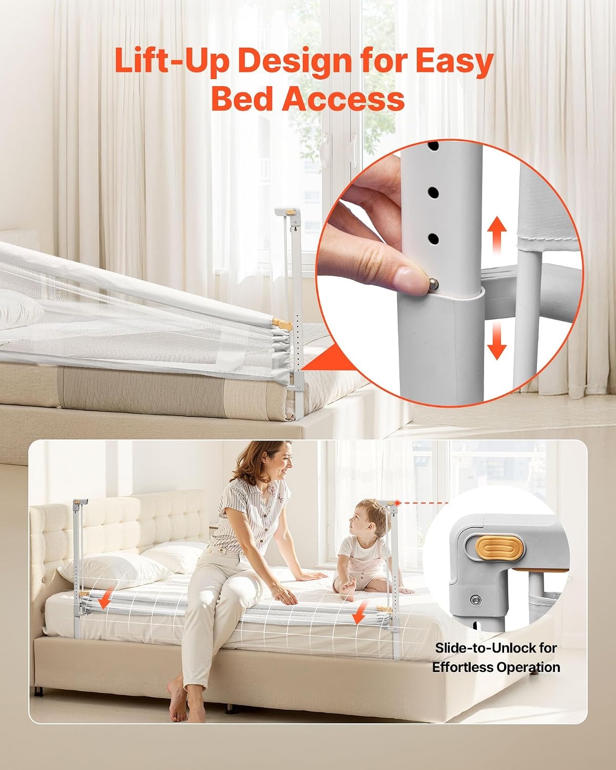 image:imageVEVOR Toddler Bed Rail Kids Beds Guard Rail with Reinforced Iron Pipe and Oxford Cloth Adjustable Height Bed Side Railing Portable Guard Bumper Barrier for Crib Bunk 5906 x 3504 in 1 Piece5906 x 3504 in