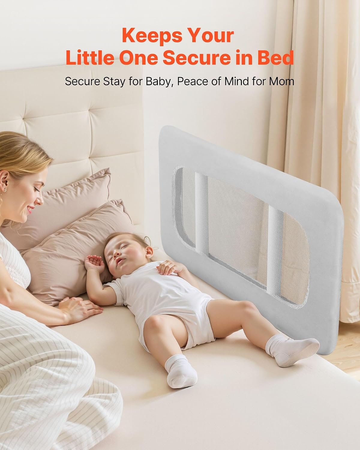 image:imageVEVOR Toddler Bed Rail Kids Beds Guard Rail with Reinforced Iron Pipe and Oxford Cloth Adjustable Height Bed Side Railing Portable Guard Bumper Barrier for Crib Bunk 315 x 2638 in 1 Piece