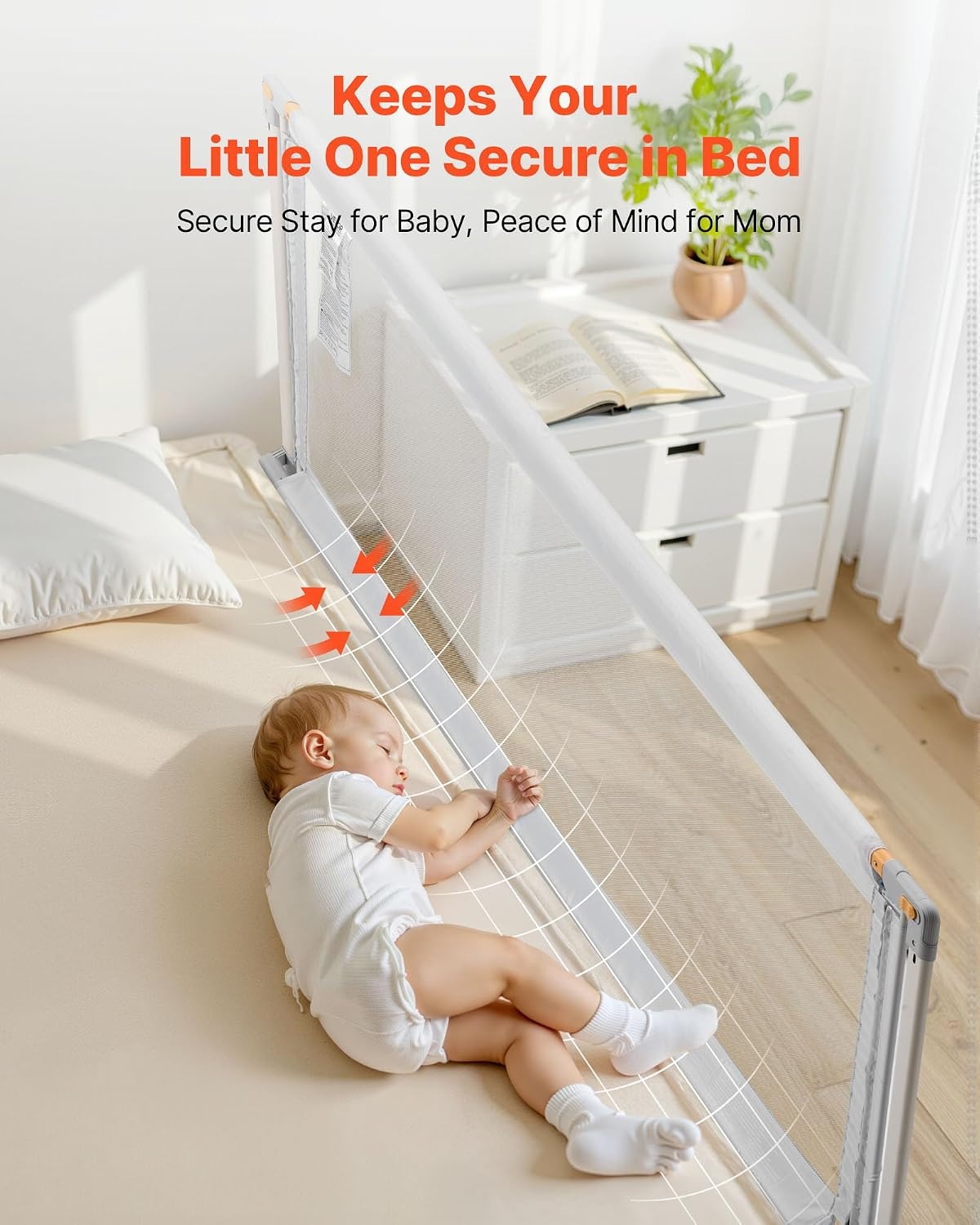 image:imageVEVOR Toddler Bed Rail Kids Beds Guard Rail with Reinforced Iron Pipe and Oxford Cloth Adjustable Height Bed Side Railing Portable Guard Bumper Barrier for Crib Bunk 5906 x 3504 in 1 Piece7874 x 3504 in