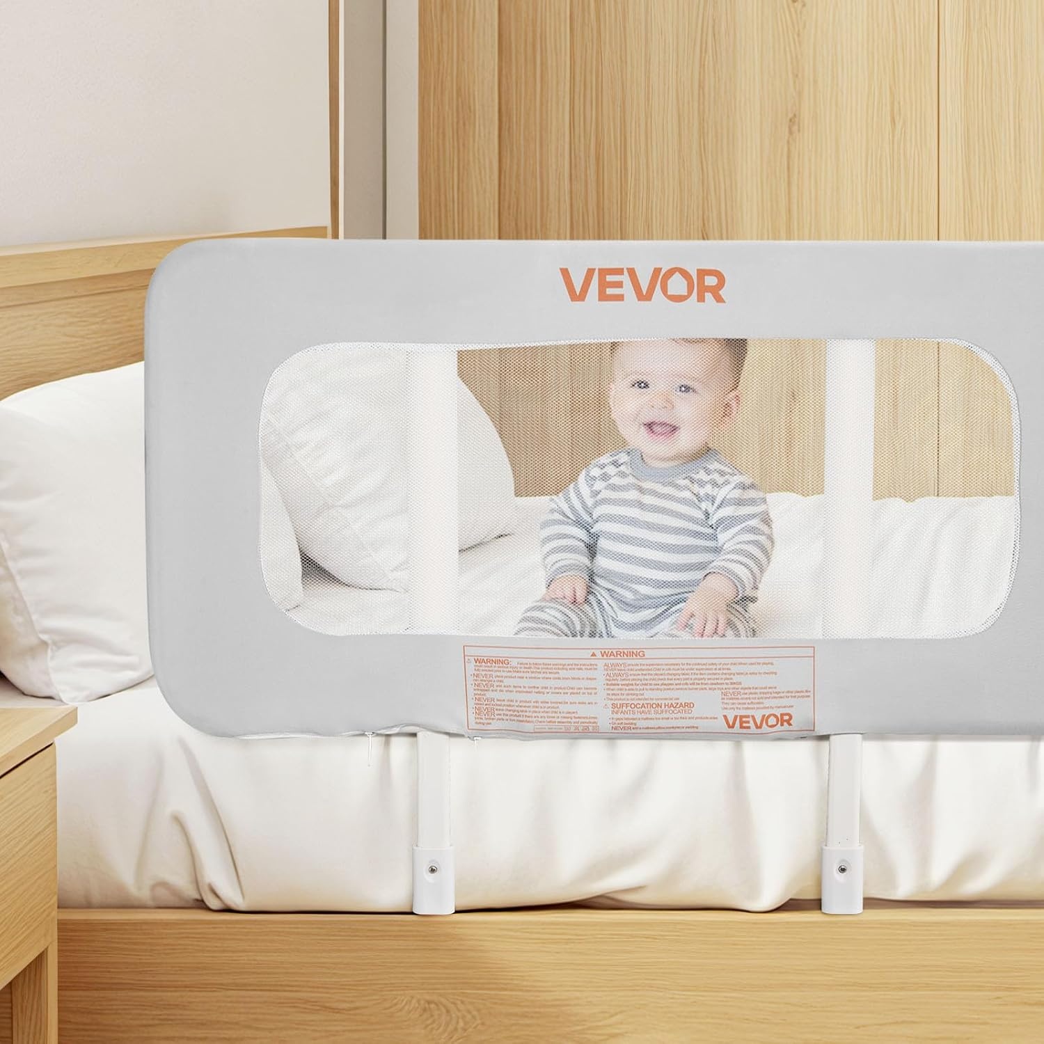 image:imageVEVOR Toddler Bed Rail Kids Beds Guard Rail with Reinforced Iron Pipe and Oxford Cloth Adjustable Height Bed Side Railing Portable Guard Bumper Barrier for Crib Bunk 315 x 2638 in 1 Piece