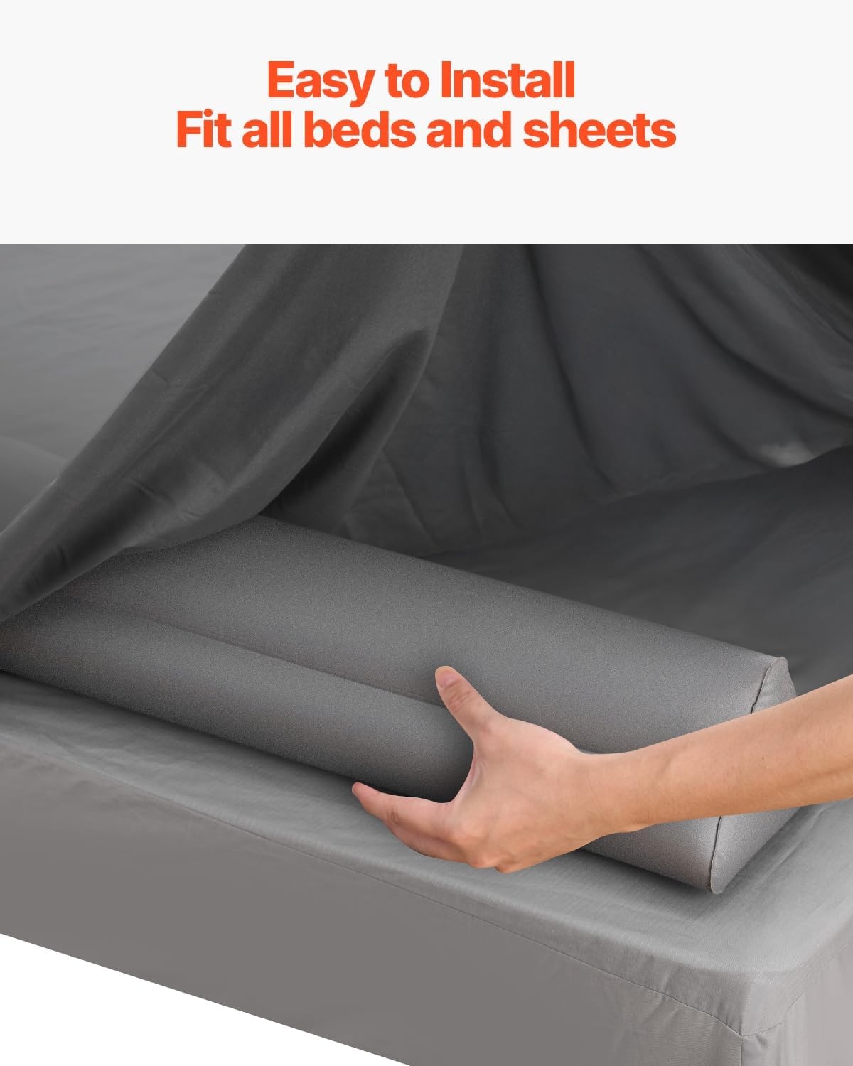 image:imageVEVOR Toddlers Bed Bumper 56inch NonSlip Bed Rail Bumper HighRebound Foam Bedrail Guard for Toddlers with MachineWashable Cover for Twin Full Queen amp King Beds Lightweight and TravelFriendlyNonSlip Flocking