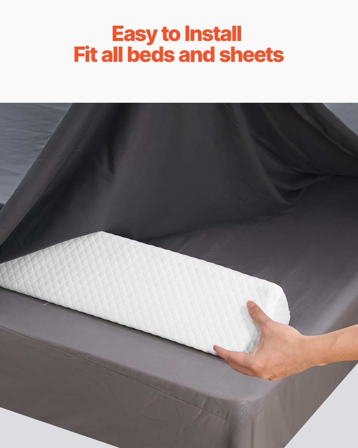 image:imageVEVOR Toddlers Bed Bumper 56inch NonSlip Bed Rail Bumper HighRebound Foam Bedrail Guard for Toddlers with MachineWashable Cover for Twin Full Queen amp King Beds Lightweight and TravelFriendlyHighRebound Foam