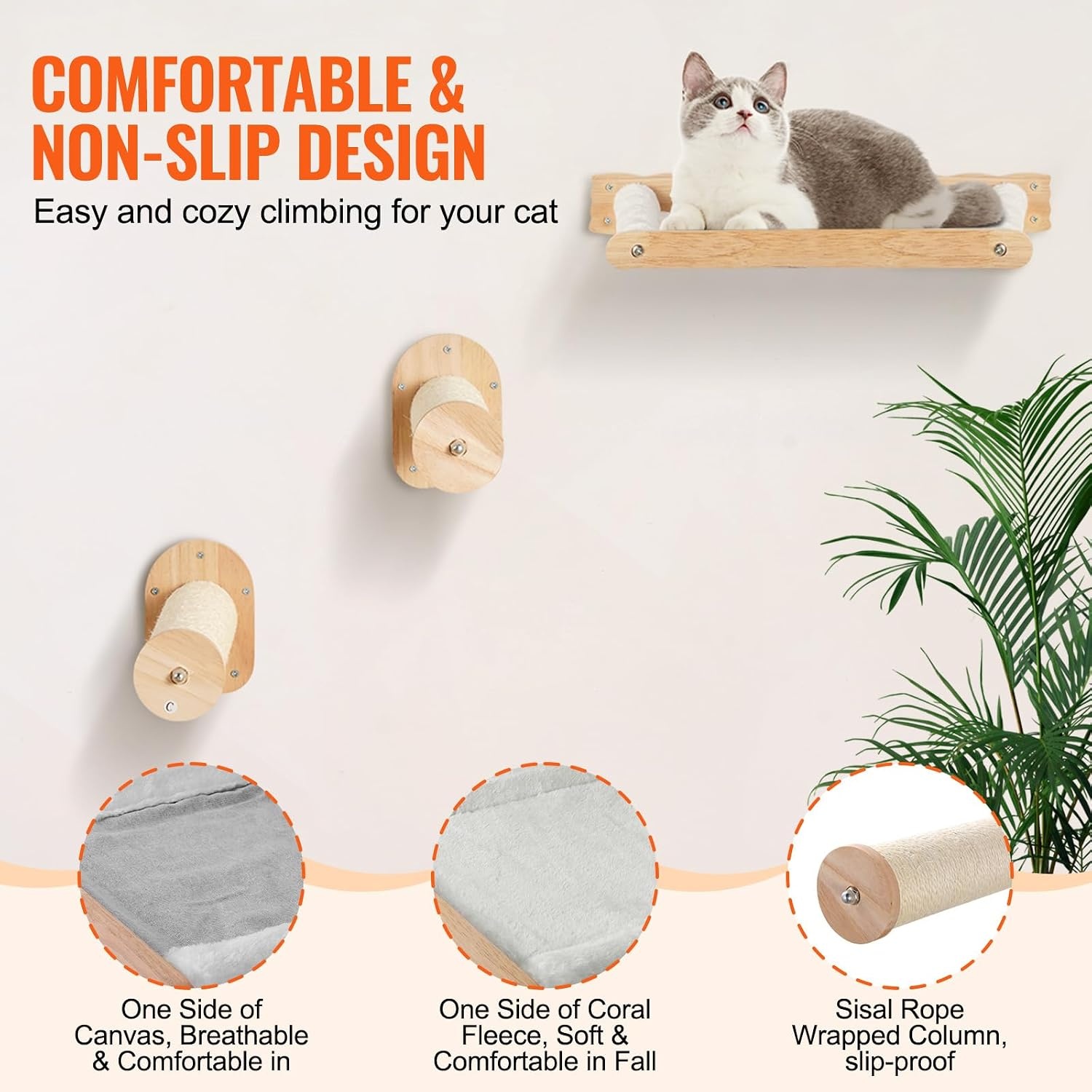 image:imageVEVOR Wall Mounted Cat Shelves Cat Wall Shelves and Perches with Jumping Boards Cat Beds Hammocks amp Cat Tree Cat Furniture and Shelves up to 40 lbs for Sleeping Playing Climbing Set of 9Free