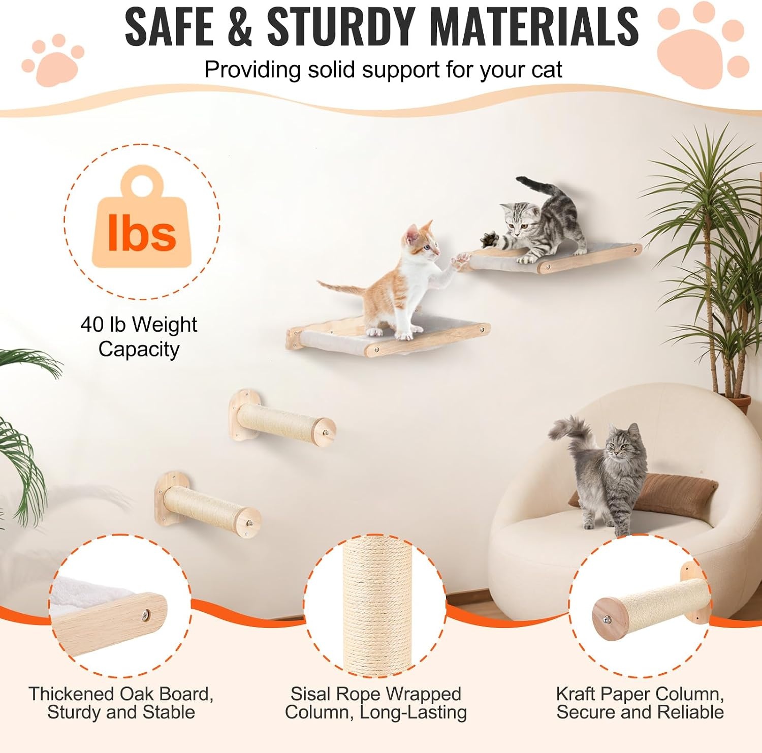 image:imageVEVOR Wall Mounted Cat Shelves Cat Wall Shelves and Perches with Jumping Boards Cat Beds Hammocks amp Cat Tree Cat Furniture and Shelves up to 40 lbs for Sleeping Playing Climbing Set of 9Free