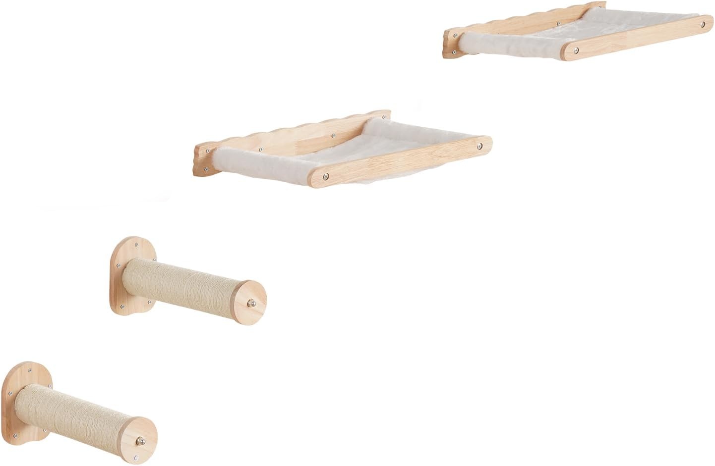 image:imageVEVOR Wall Mounted Cat Shelves Cat Wall Shelves and Perches with Jumping Boards Cat Beds Hammocks amp Cat Tree Cat Furniture and Shelves up to 40 lbs for Sleeping Playing Climbing Set of 9Free