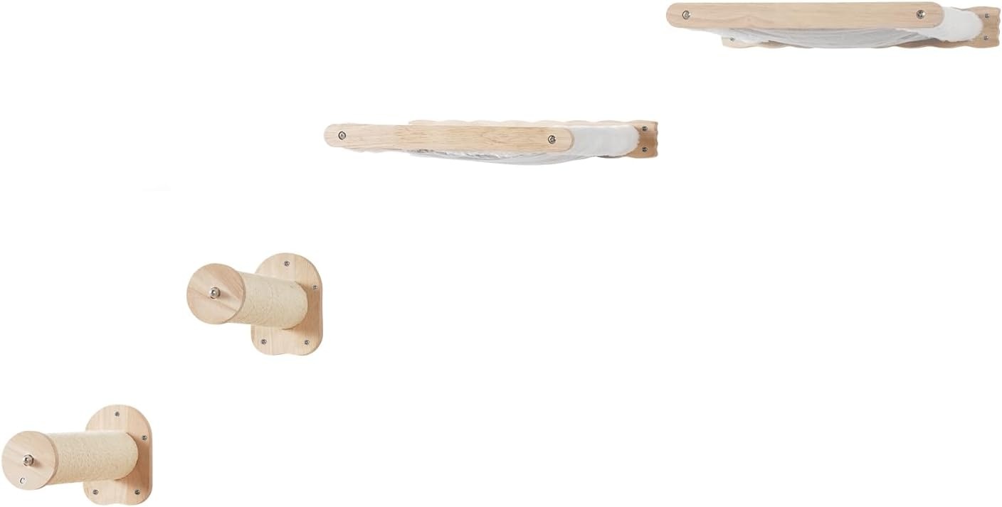 image:imageVEVOR Wall Mounted Cat Shelves Cat Wall Shelves and Perches with Jumping Boards Cat Beds Hammocks amp Cat Tree Cat Furniture and Shelves up to 40 lbs for Sleeping Playing Climbing Set of 9Free