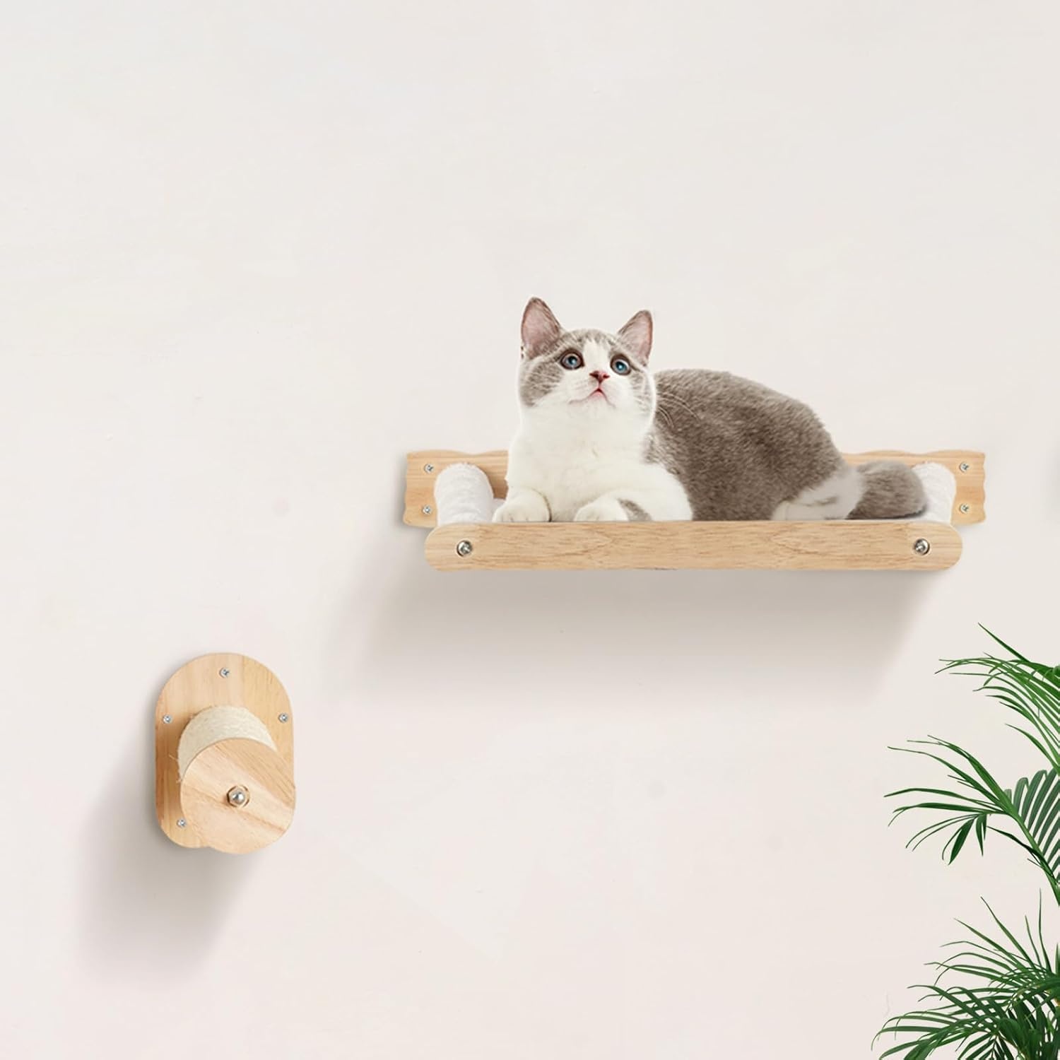 image:imageVEVOR Wall Mounted Cat Shelves Cat Wall Shelves and Perches with Jumping Boards Cat Beds Hammocks amp Cat Tree Cat Furniture and Shelves up to 40 lbs for Sleeping Playing Climbing Set of 9Free