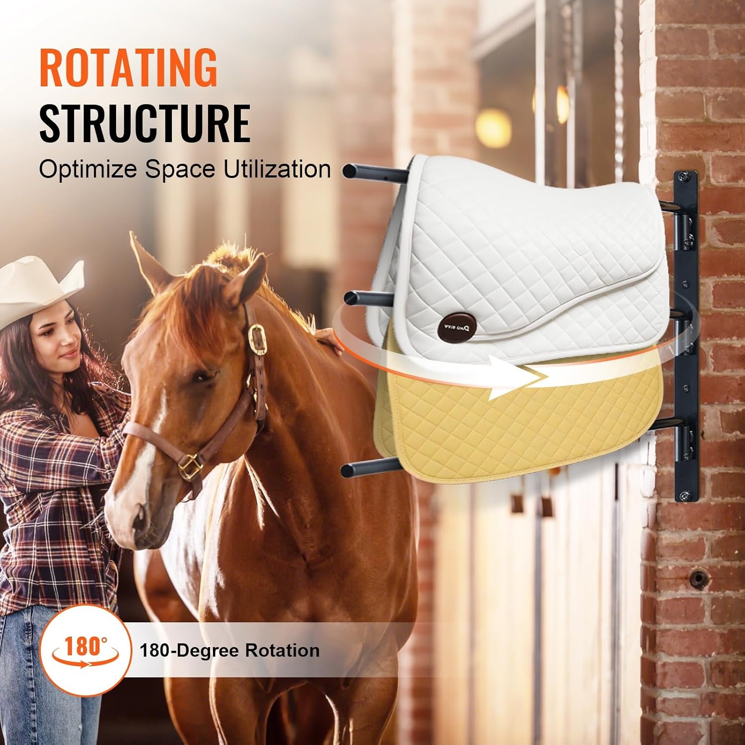 image:imageVEVOR Wall Mounted Saddle Rack 309 x 299 x 55 in Swing Out Saddle Holder Six Tiers Horse Saddle Stand Space Saving Horse Pad and Blanket Rack for Tack Room Organization Trailer Accessories3 Tiers2 Packs