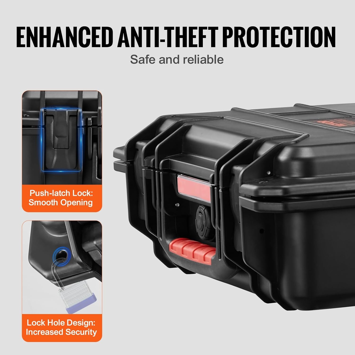 image:imageVEVOR Weatherproof Hard Case Heavy Duty Protective Dry Box with Precut Foam Retractable Pull Handles for Travel Hunting Military Tactical IP67 Waterproof Case for Cameras1496x1181x551Black