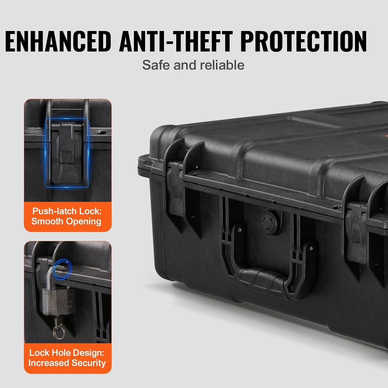 image:imageVEVOR Weatherproof Hard Case Heavy Duty Protective Dry Box with Precut Foam Retractable Pull Handles for Travel Hunting Military Tactical IP67 Waterproof Case for Cameras1496x1181x551Black