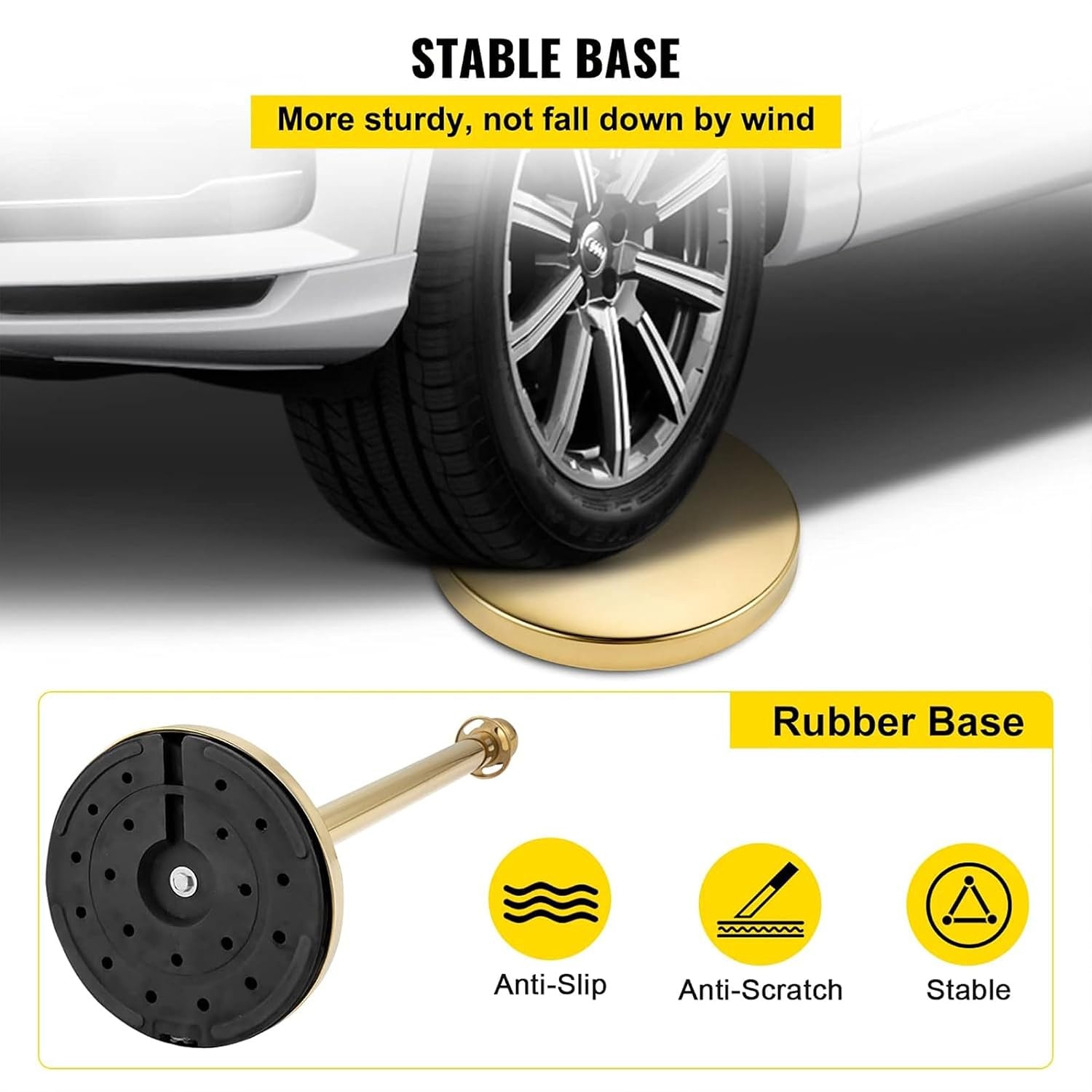 image:imageVevor Velvet Ropes and Stanchion Post with Ball Top and Four Way Connection for Crowd Control Barriers Safety and Protection Gold