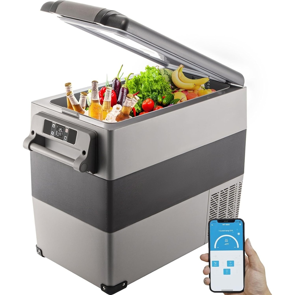 image:imageVEVOR 12 Volt Car Refrigerator 40 L Dual Zone Car Refrigerator Fridge Portable Freezer4 to 68 Adjustable Range 1224V DC and 100240V AC Compressor Cooler for Outdoor Camping RVSingle Zone 58QT
