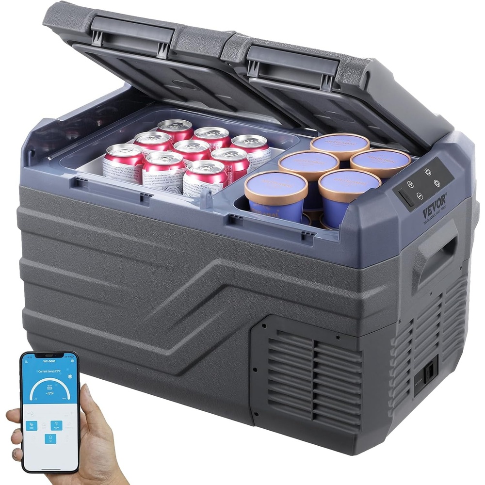 image:imageVEVOR 12 Volt Car Refrigerator 40 L Dual Zone Car Refrigerator Fridge Portable Freezer4 to 68 Adjustable Range 1224V DC and 100240V AC Compressor Cooler for Outdoor Camping RVDual Zone 264QT