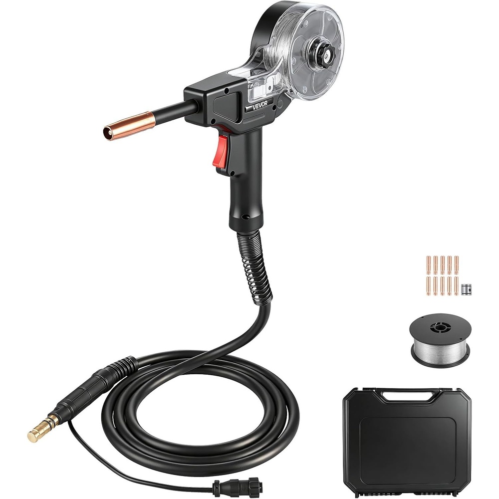 image:imageVEVOR 130Amp Spool Gun with 10FT Cable Replacement for Lincoln Magnum 100SG K25321  with 11PCS Mig Welding Contact Tips ER4043 0035 Aluminum Mig Welding Wire amp Portable Toolbox