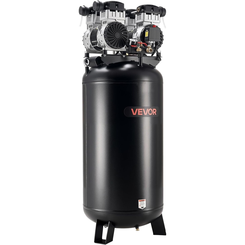 image:imageVEVOR 13Gallon Air Compressor 2HP 46 SCFM90PSI OilFree Tank 66dB Quiet Operation Ideal for Tire Inflation Woodworking Auto Repairs and Spray Painting Maximum Pressure 125 PSI60Gallon