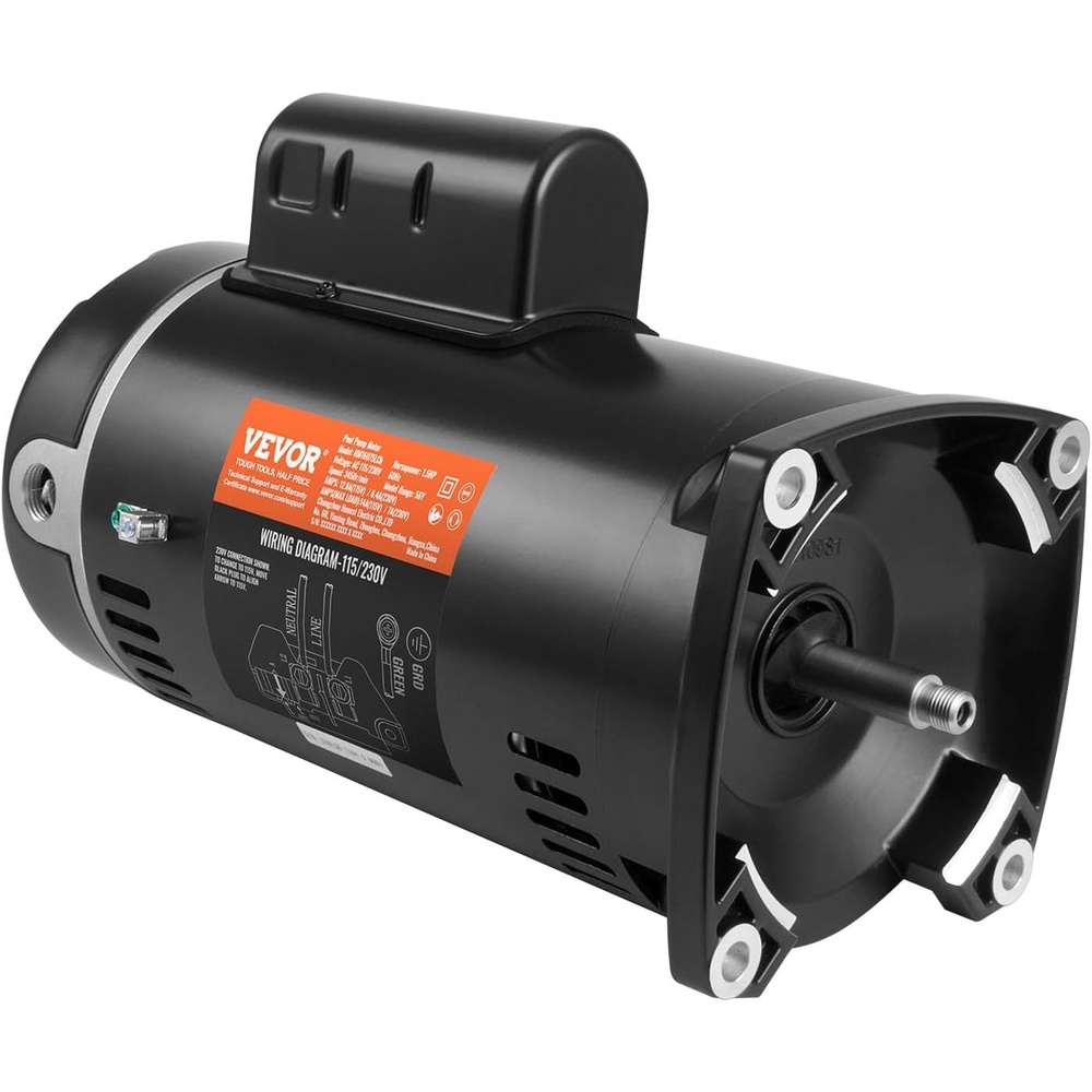 image:imageVEVOR 15 HP Pool Pump Motor 56Y Frame 115V128 Amps230V64 Amps 3450 RPM 60Hz 11 Service Factor 90F250V Capacitor CCW Rotation Square Flange Replacement Motor15 hp56Y