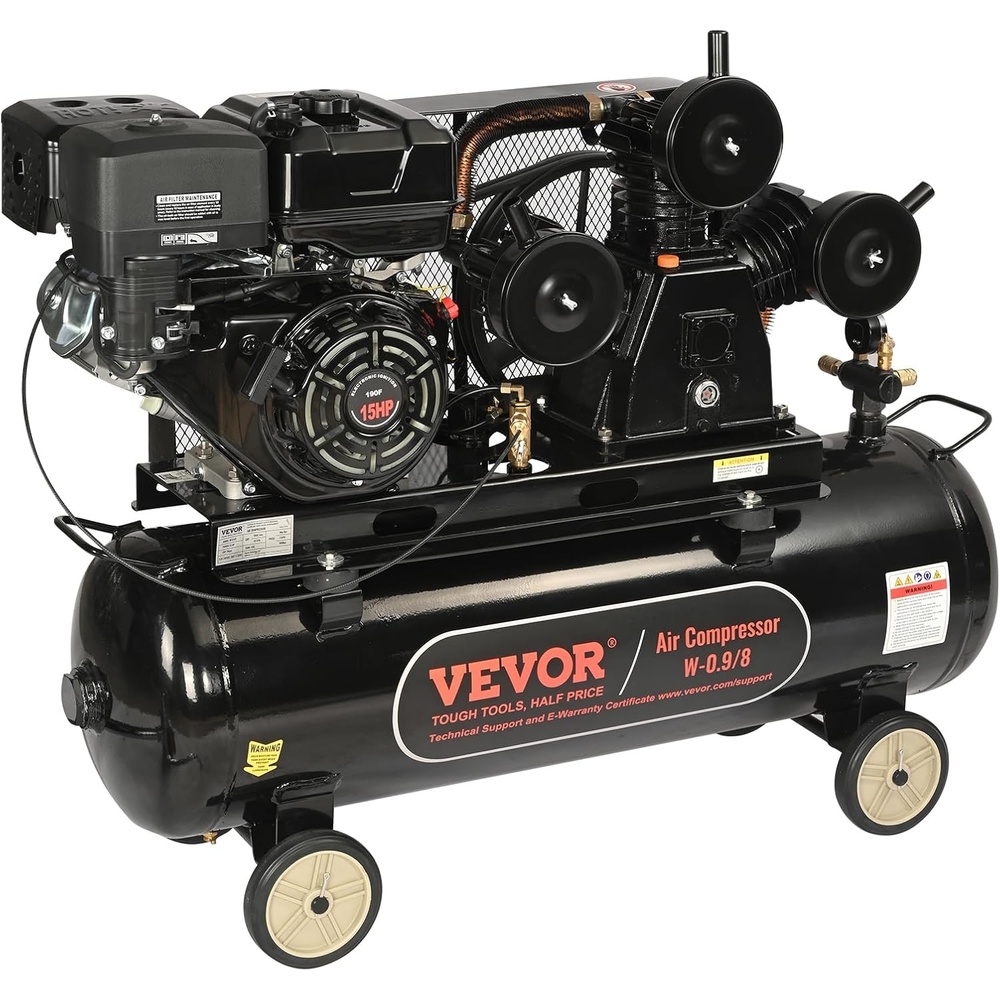 image:imageVEVOR 15HP Gas Powered Air Compressor 30 Gallon Horizontal Air Compressor Tank 33CFM115PSI Gas Driven Piston Pump Air Compressed System with 115PSI Max Pressure for Construction Sites Workshop30 Gallon