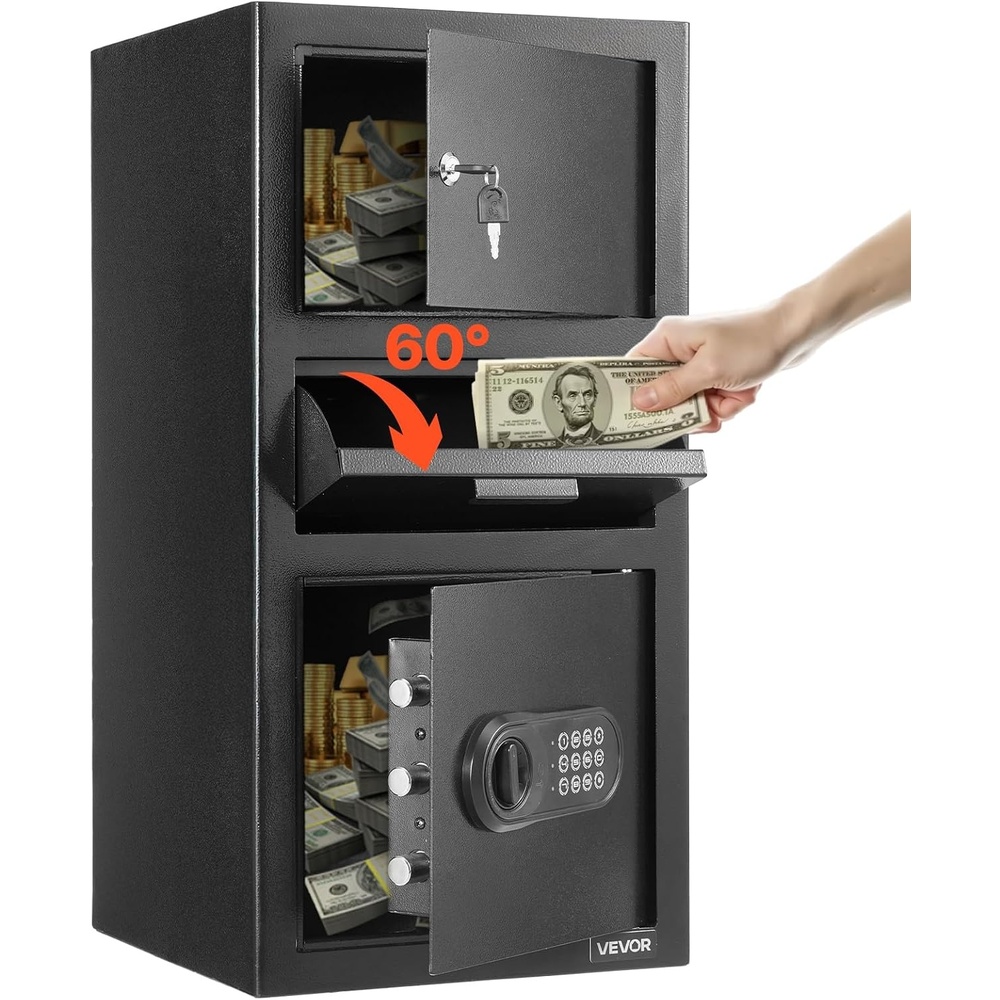 image:imageVEVOR 17 Cub Depository Safe Deposit Safe with Drop Slot Electronic Code Lock and 2 Emergency Keys 1377x1181x1771 Business Drop Slot Safe for Cash Mail in Home Hotel Office14 x 14 x 28