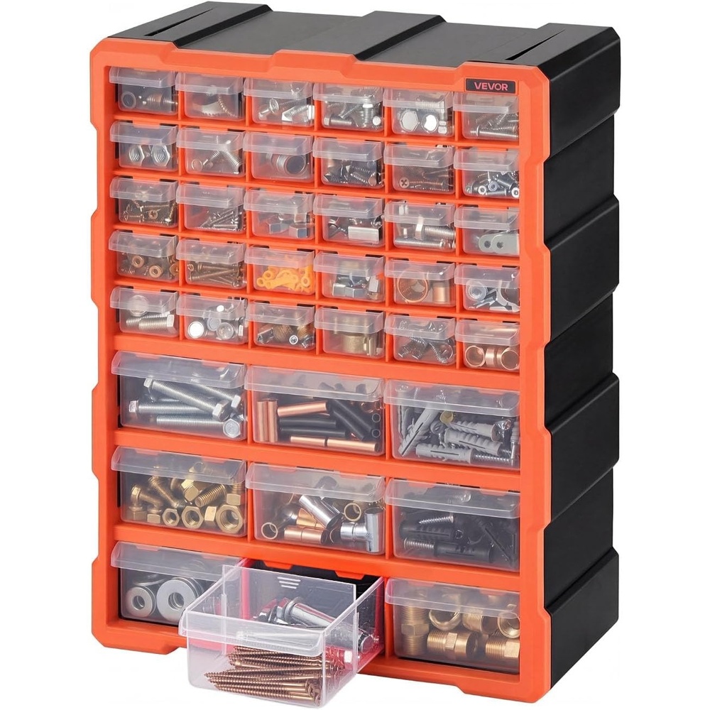 image:imageVEVOR 18Drawer Storage Organizer Plastic Drawer Storage Cabinet for Garage Organization Stackable Small Parts Organizer WallMounted Toolbox for Hardware Beads Screws Crafts Building Bricks39Drawers