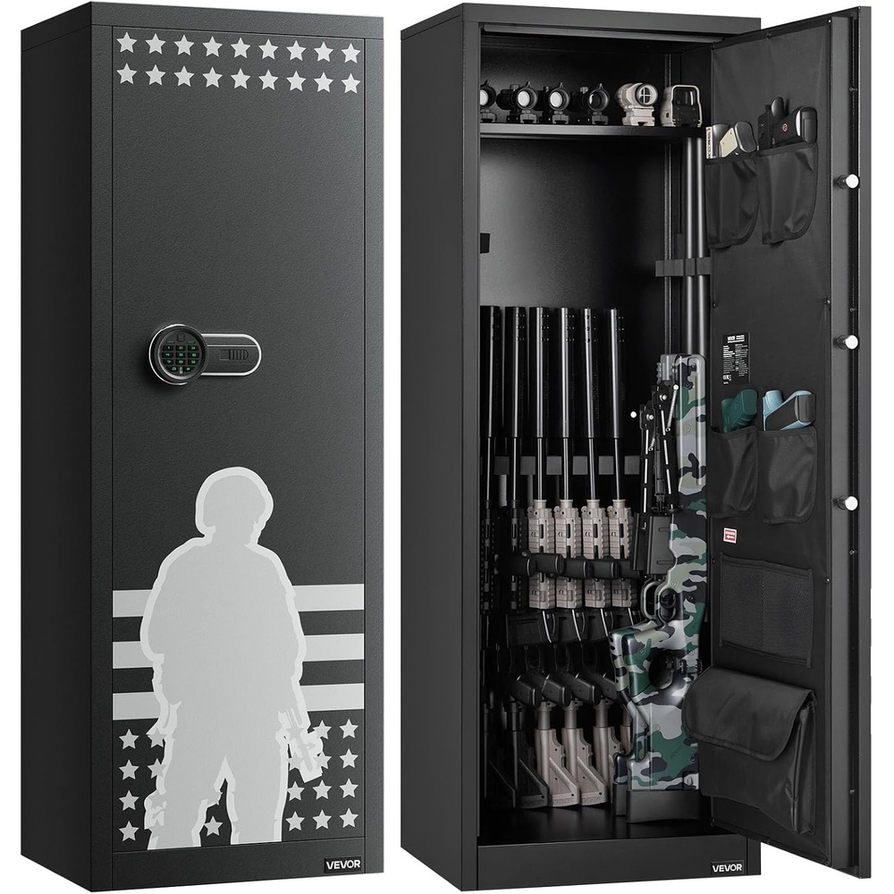image:imageVEVOR 2 Rifles Gun Safe Rifle Safe with Lock amp Digital Keypad Quick Access Gun Storage Cabinet with Removable Shelf Pistol Rack Rifle Cabinet for Home Rifle and Pistols16 x 20 x 54