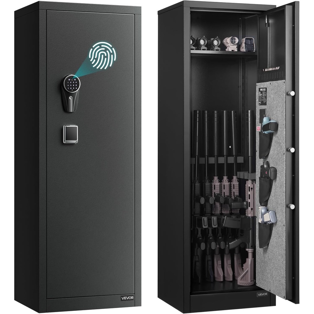 image:imageVEVOR 2 Rifles Gun Safe Rifle Safe with Lock amp Digital Keypad Quick Access Gun Storage Cabinet with Removable Shelf Pistol Rack Rifle Cabinet for Home Rifle and Pistols16 x 18 x 52