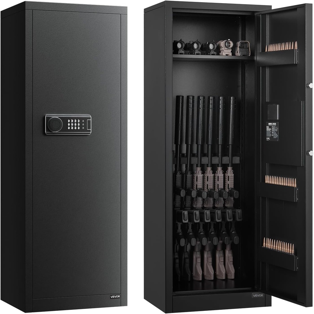 image:imageVEVOR 2 Rifles Gun Safe Rifle Safe with Lock amp Digital Keypad Quick Access Gun Storage Cabinet with Removable Shelf Pistol Rack Rifle Cabinet for Home Rifle and Pistols14 x 19 x 52
