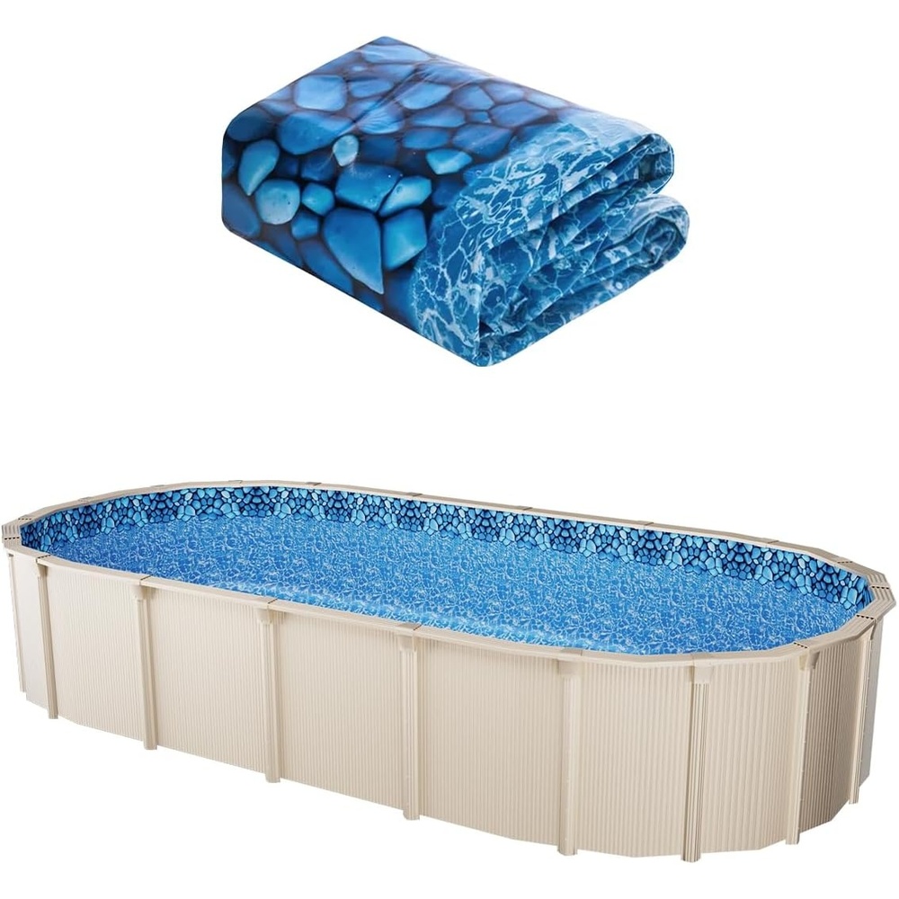 image:imageVEVOR 24ft Round Above Ground Pool Liner Overlap Pool Liners Thickend Upgraded Gauge Vinyl 48to54inch Wall Height Designed for Steel Sided AboveGround Swimming PoolsOval