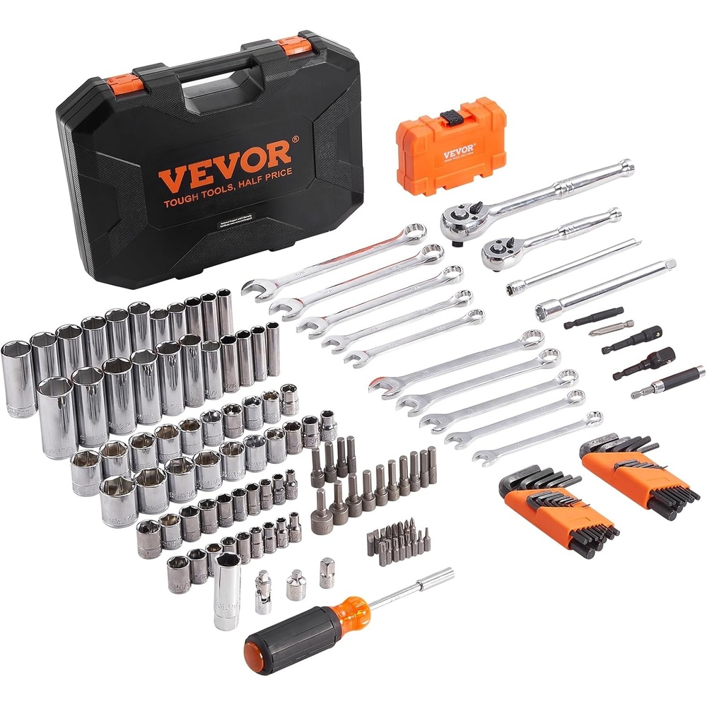 image:imageVEVOR 297 PCS Mechanic Tool Set with 4Drawer Tool Box 14 38 12 Drive  SAE amp Metric Socket Set Car and Motorcycle Tool Kit with Combination Wrenches Bits Ratchets Spark Plug Sockets1438