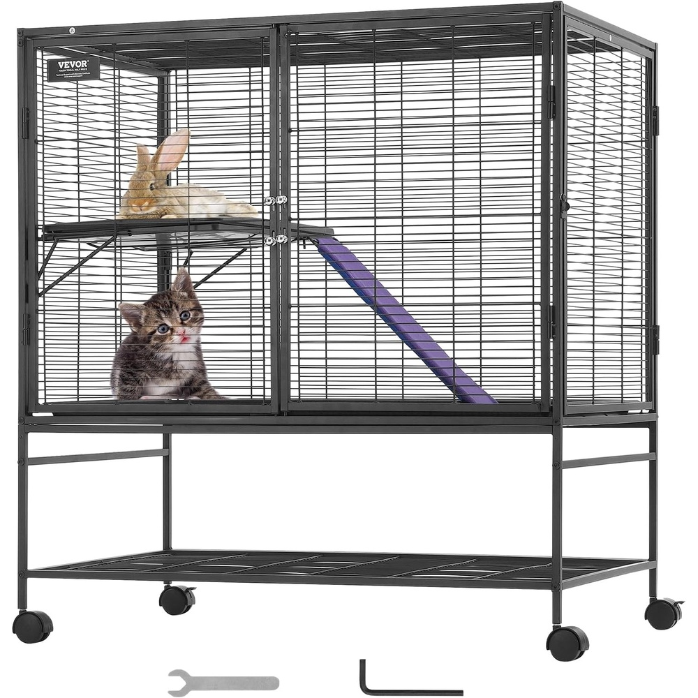 image:imageVEVOR 39 Rolling Metal Ferret Cage Large 2Tier Cage Small Animal Cage with Ramps amp Tray Easy to Set up for Pet Mice Hamster Guinea Pig Chinchilla Squirrel Hedgehogs Bunny362L x 228W x 394H