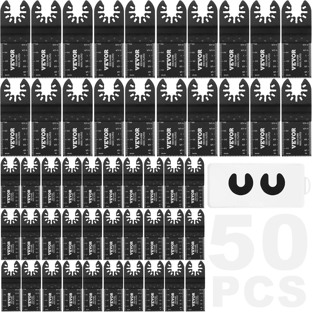 image:imageVEVOR 50 PCS Oscillating Saw Blades Universal Quick Release Oscillating Saw Blades Multitool Tool Blades for Wood Plastic Metal Nails Compatible with Milwaukee Dewalt Dremel Fein Worx Bosch Makita50PCS