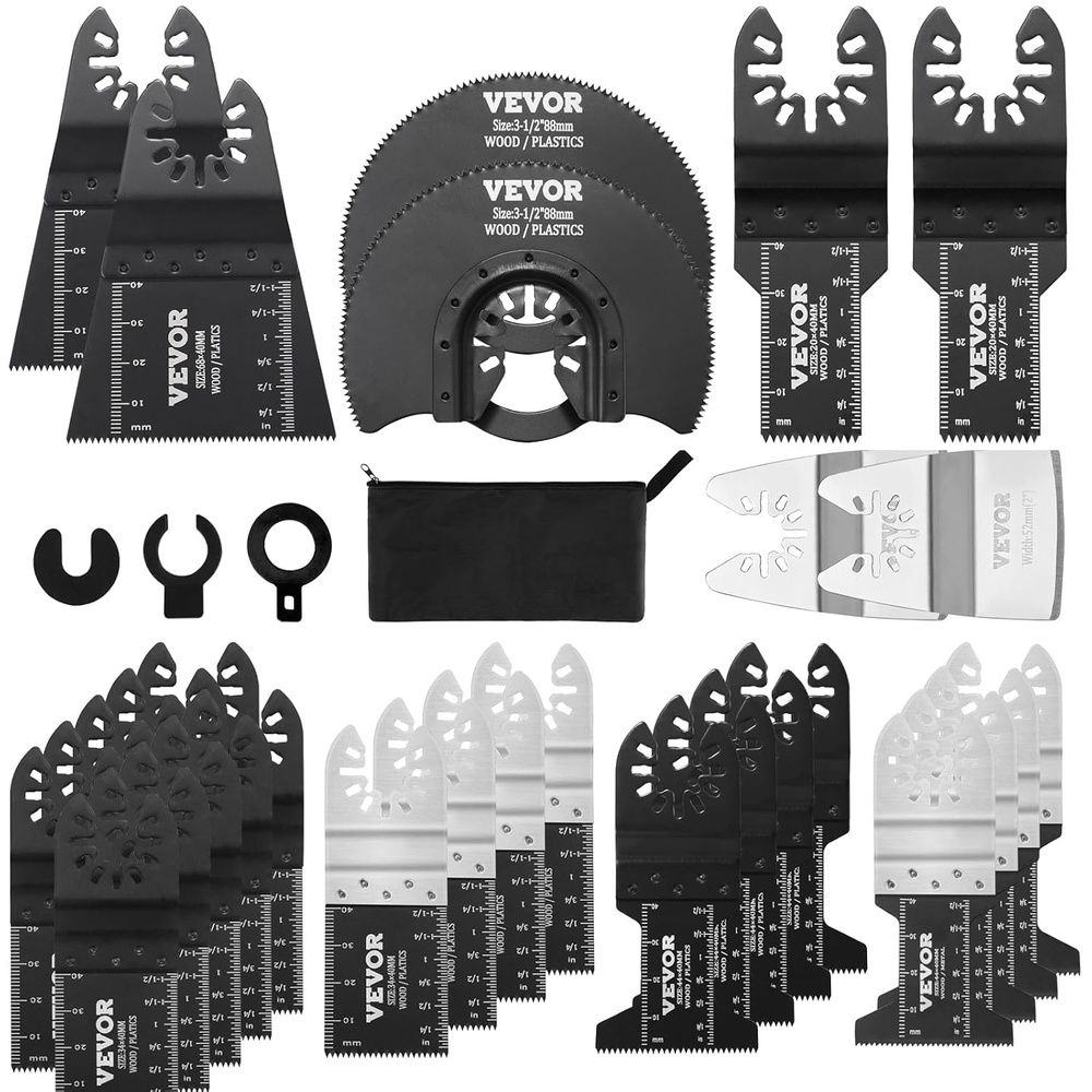 image:imageVEVOR 50 PCS Oscillating Saw Blades Universal Quick Release Oscillating Saw Blades Multitool Tool Blades for Wood Plastic Metal Nails Compatible with Milwaukee Dewalt Dremel Fein Worx Bosch Makita30 PCS
