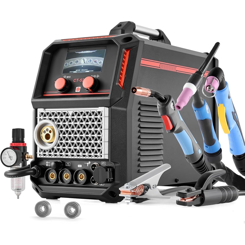 image:imageVEVOR 5in1 Plasma Cutter Welder Combo  CUTTIGGas MIGFlux MIGMMA 50A NonContact Plasma Cutting Machine amp 200A Synergic Welder 110V220V Aluminum Pulse Mig Welder Compatible with Spool Gun5in1