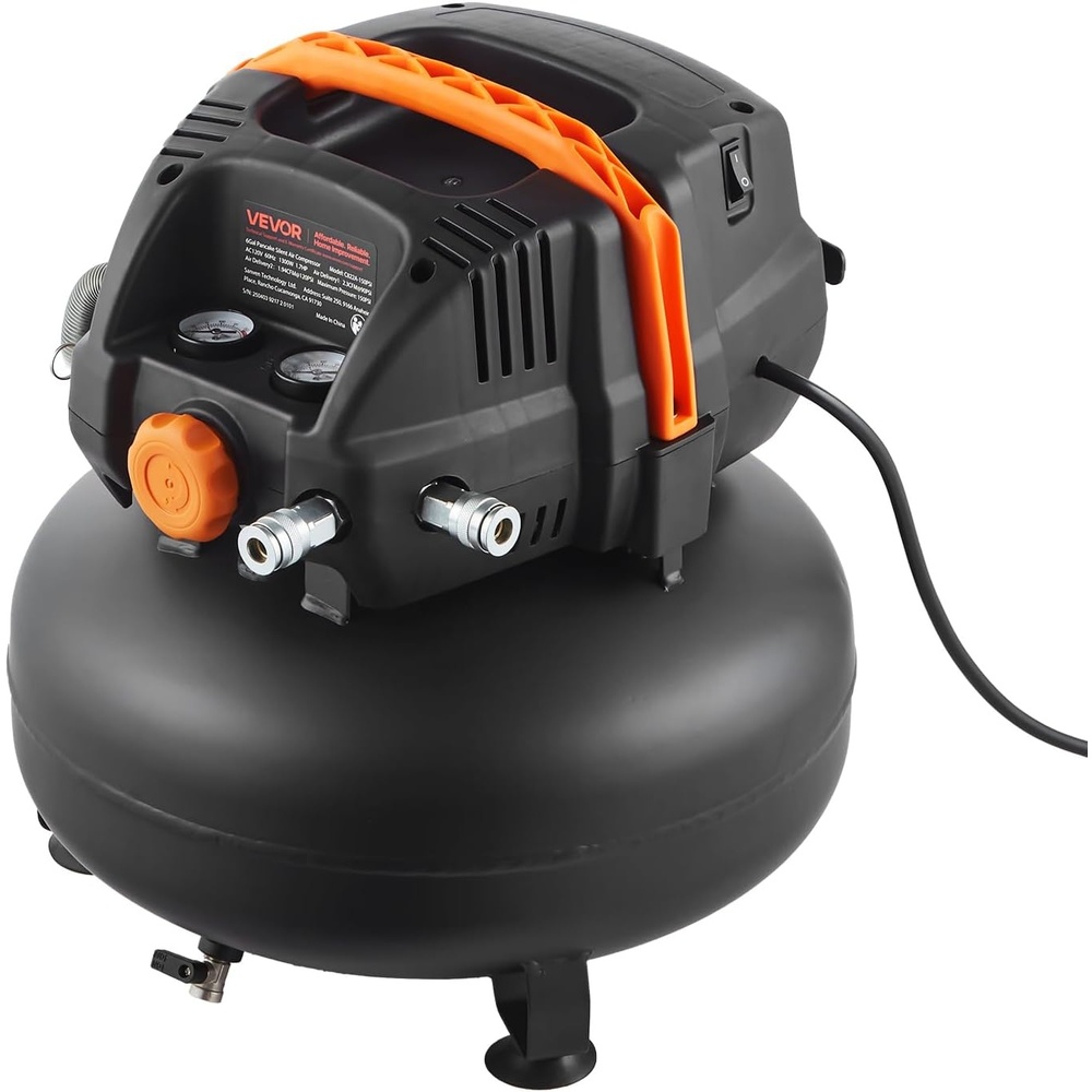image:imageVEVOR 6 Gallon Air Compressor 17HP 23CFM 90PSI Portable Pancake Air Compressor amp 150PSI Max Working Pressure OilFree Compressor Tank for Tire Inflation Spray Painting Woodwork Nailing 120V