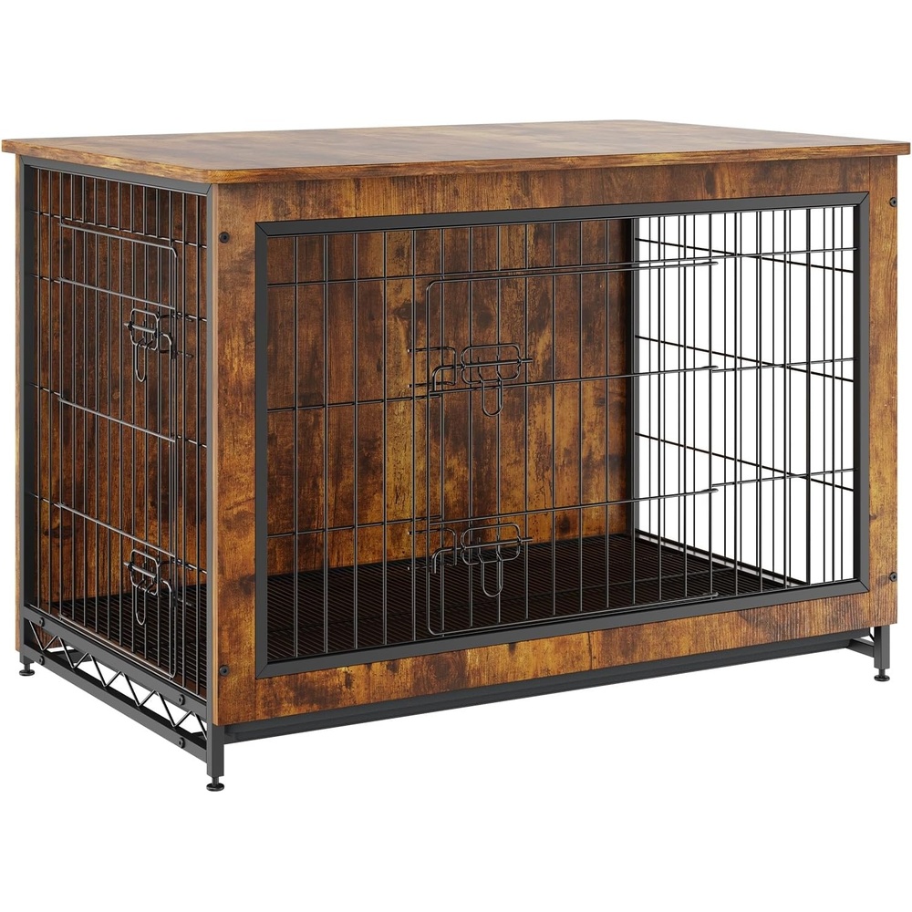 image:imageVEVOR 72Dog Crate Furniture for 2 DogsDouble Dog Crate Furniture with Double Sliding DoorsLarge Dog Crate TV Stand with Removable TraySteel Frame Double Dog Crate for SmallMediumLarge Dogs White386L x 256W x 268H