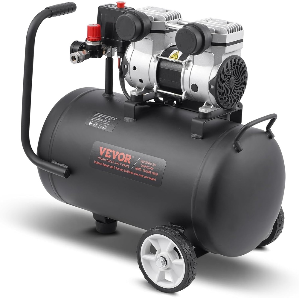 image:imageVEVOR Air Compressor 8 Gallon Steel Tank 1HP 22 CFM90 PSI Oil Free Air Compressor amp Max 120PSI Pressure 80dB Ultra Quiet Portable Compressor for Auto Repair Tire Inflation Spray Painting8 Gallon