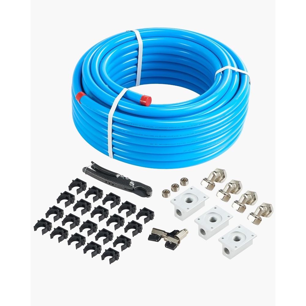 image:imageVEVOR Air Compressor Line Kit 300FT x 34 HDPEAluminum Compressed Air Piping System LeakProof PressureResistant amp EasytoInstall Compressed Air Line Tubing Kit for Garages Workshops BlueBlue