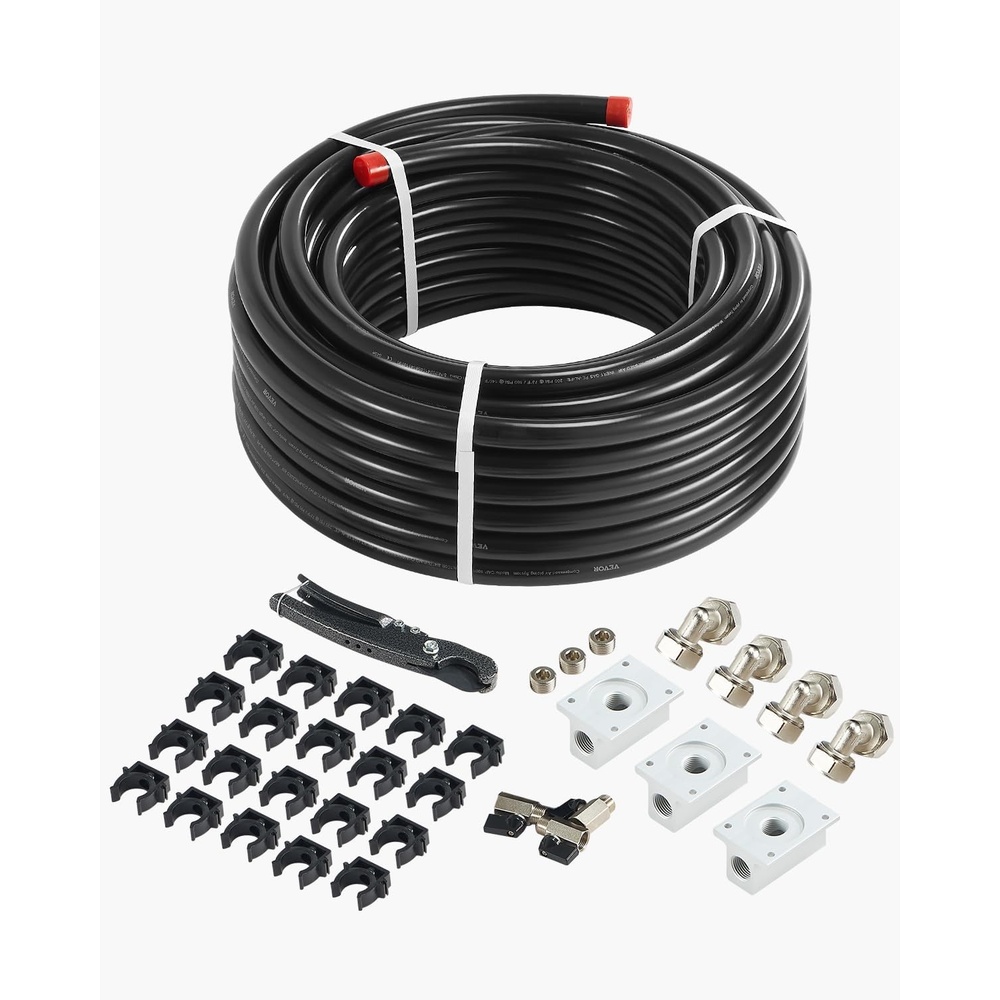 image:imageVEVOR Air Compressor Line Kit 300FT x 34 HDPEAluminum Compressed Air Piping System LeakProof PressureResistant amp EasytoInstall Compressed Air Line Tubing Kit for Garages Workshops BlueBlack