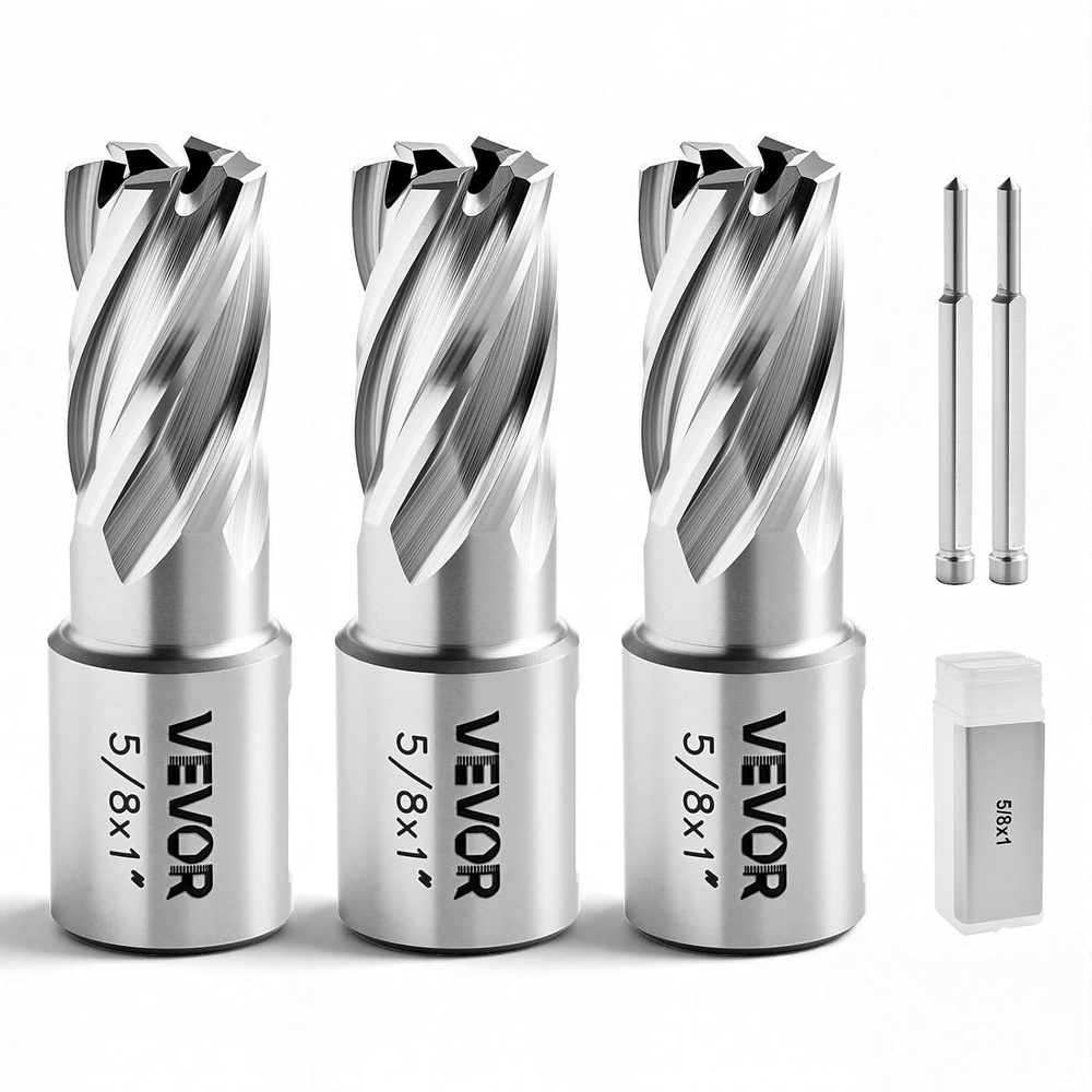 image:imageVEVOR Annular Cutter Set 13 pcs Weldon Shank Mag Drill Bits 1 Cutting Depth 716 to 1116 Cutting Diameter M2AL HSS 2 Pilot Pins Hex Wrench and Portable Case for Using with Magnetic Drills58  1