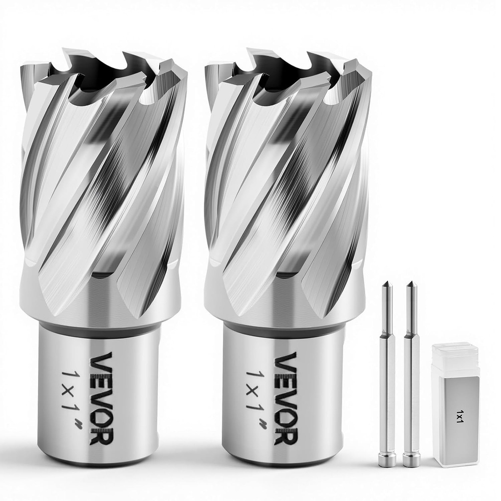 image:imageVEVOR Annular Cutter Set 13 pcs Weldon Shank Mag Drill Bits 1 Cutting Depth 716 to 1116 Cutting Diameter M2AL HSS 2 Pilot Pins Hex Wrench and Portable Case for Using with Magnetic Drills1  1